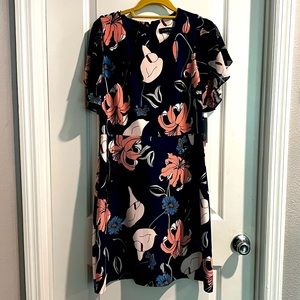 Printed Flutter Sleeve Fit and Flare Dress